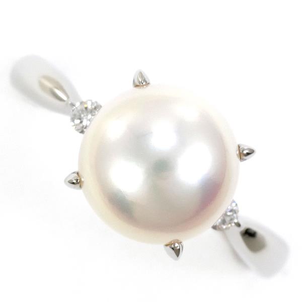 PT900 Platinum Pearl Ring with Diamond