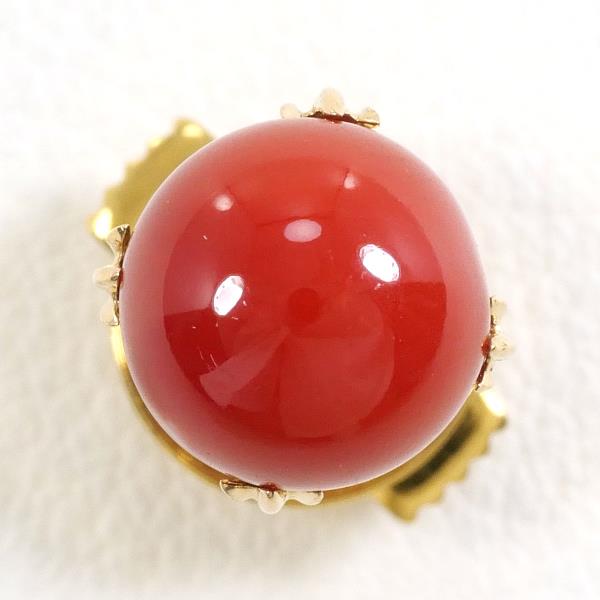 K18 Yellow Gold Coral Pin Brooch