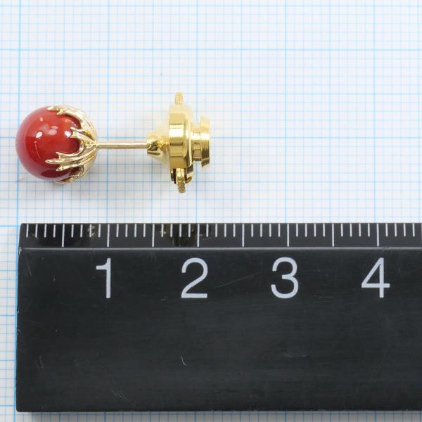 K18 Yellow Gold Coral Pin Brooch