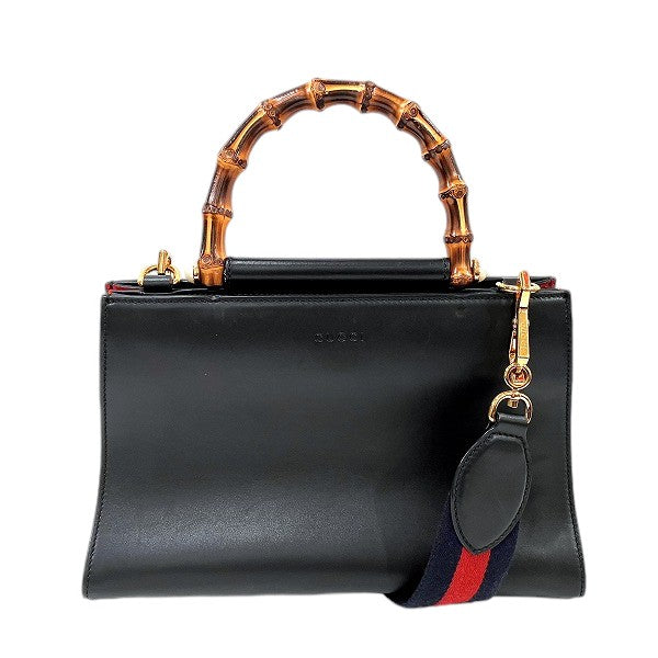 Gucci Bamboo Nymphaea 459076 Leather Handbag