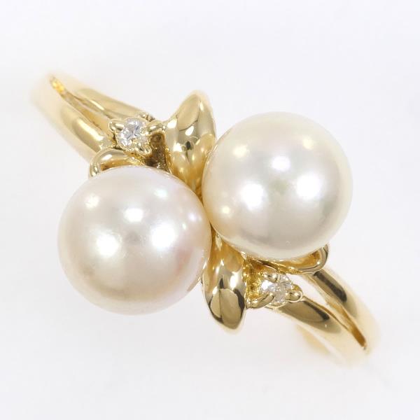 K18 Yellow Gold Pearl Ring with Diamond