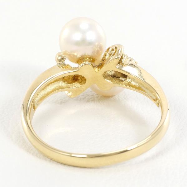 K18 Yellow Gold Pearl Ring with Diamond