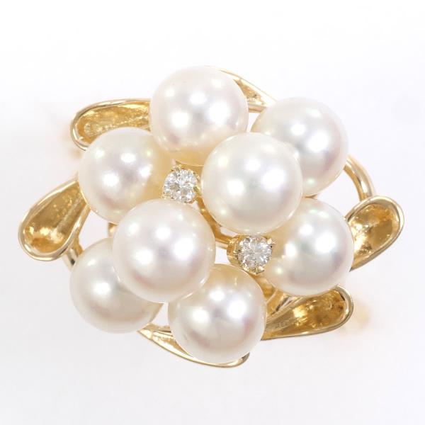 K18 Yellow Gold Pearl Ring with Diamond