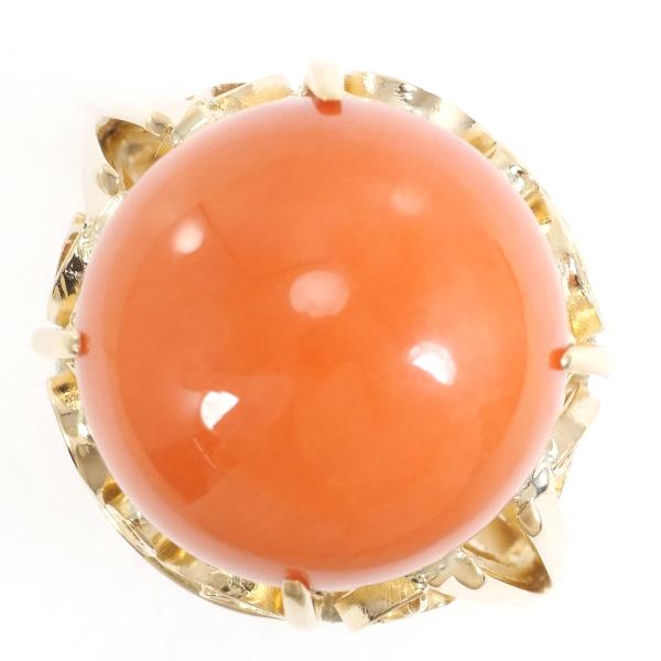 K18 Yellow Gold Coral Ring 12.5