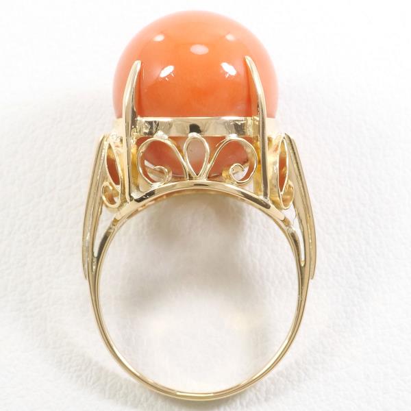 K18 Yellow Gold Coral Ring 12.5