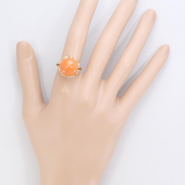 K18 Yellow Gold Coral Ring 12.5