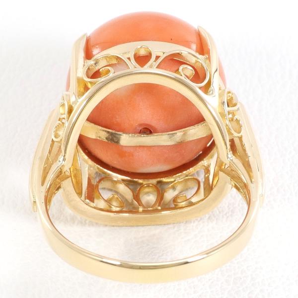 K18 Yellow Gold Coral Ring 12.5