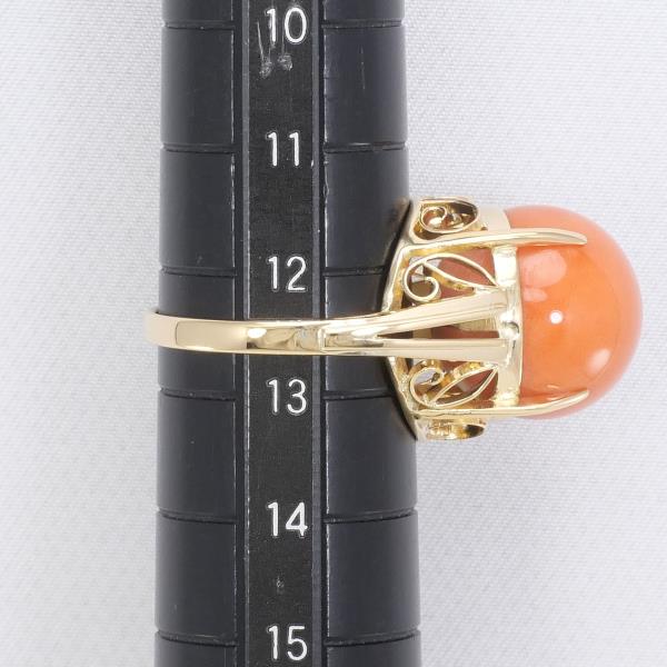 K18 Yellow Gold Coral Ring 12.5