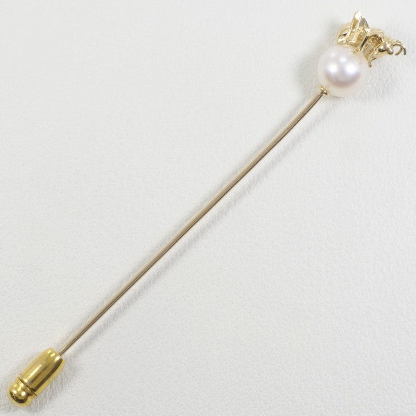 Mikimoto K14YG Yellow Gold Pearl Pin Brooch