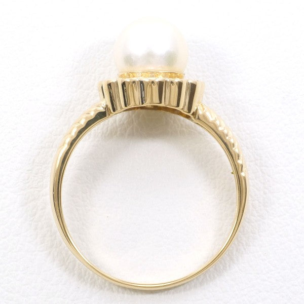 K18 Yellow Gold Pearl Ring with Diamond