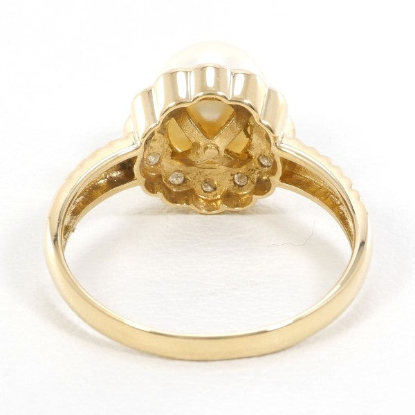 K18 Yellow Gold Pearl Ring with Diamond