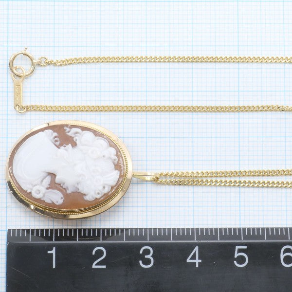 K18 Yellow Gold Necklace Brooch Shell Cameo