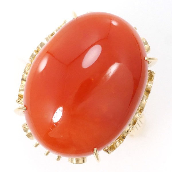 K18 Yellow Gold Coral Ring