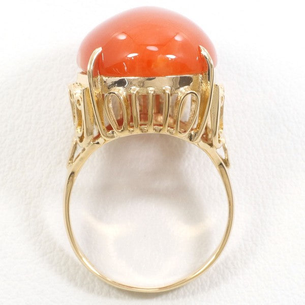 K18 Yellow Gold Coral Ring