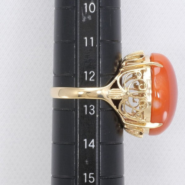 K18 Yellow Gold Coral Ring