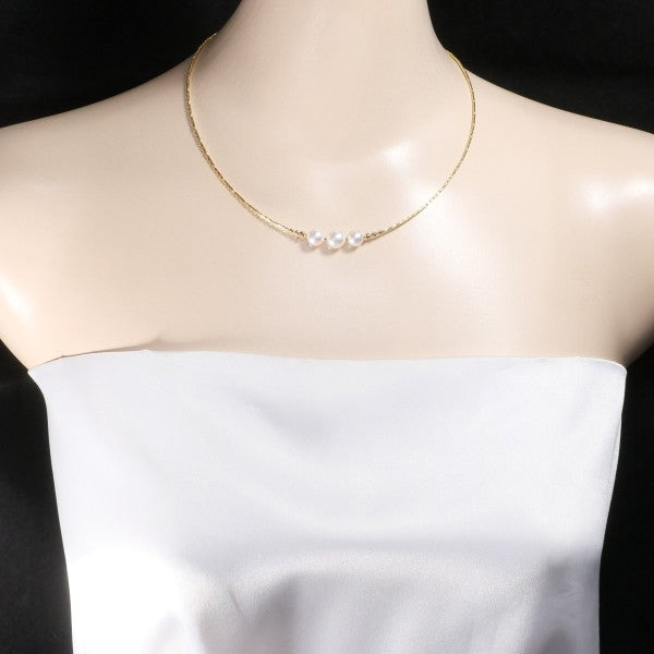 K18 Yellow Gold Pearl Necklace Choker