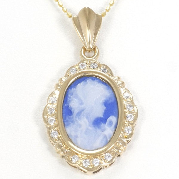 14K YG Necklace Zirconia Stone Cameo