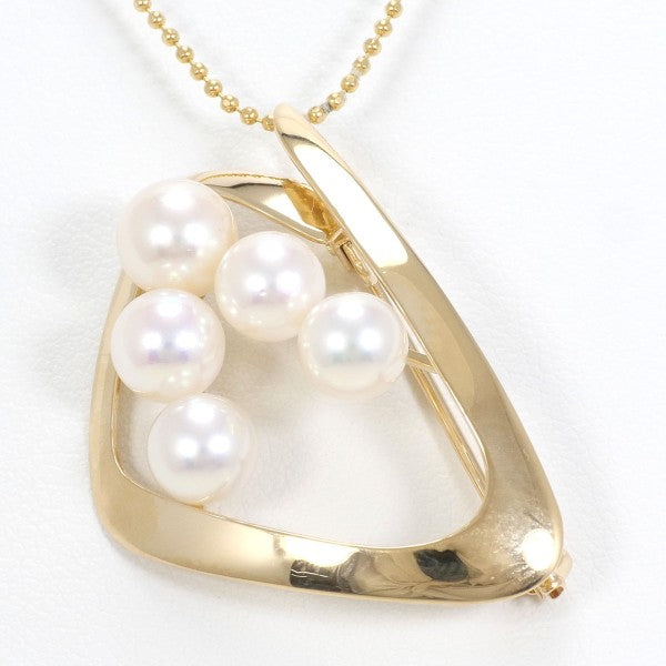 K18 Yellow Gold Pearl Necklace Brooch