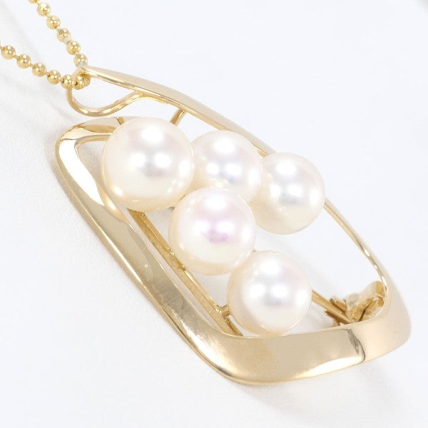 K18 Yellow Gold Pearl Necklace Brooch