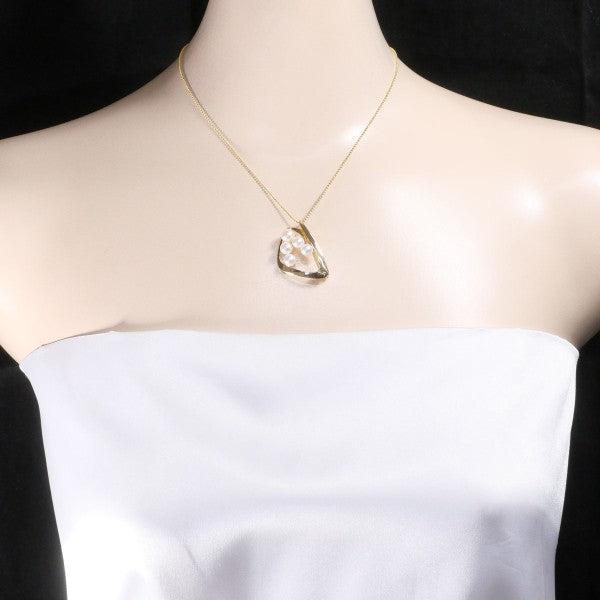 K18 Yellow Gold Pearl Necklace Brooch