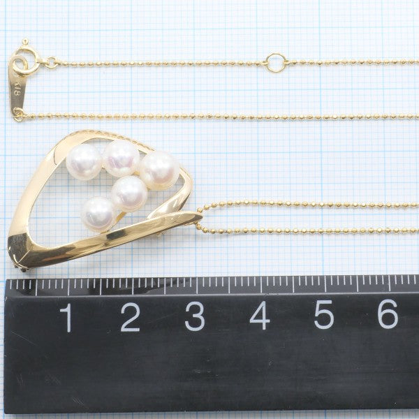 K18 Yellow Gold Pearl Necklace Brooch