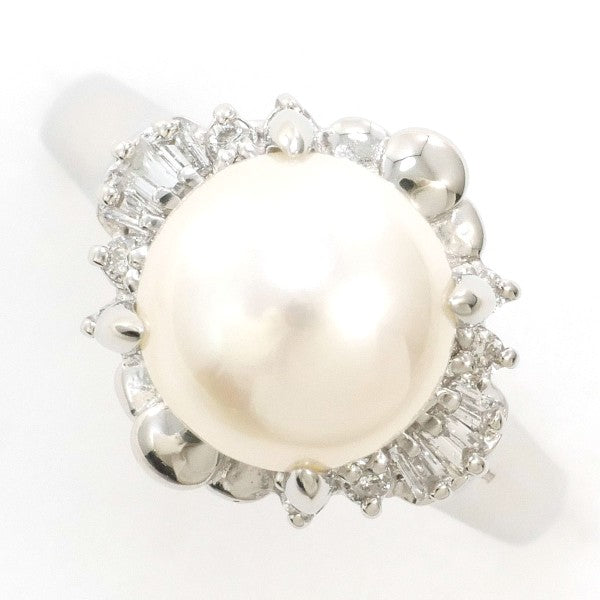 PT900 Platinum Pearl Ring with Diamond