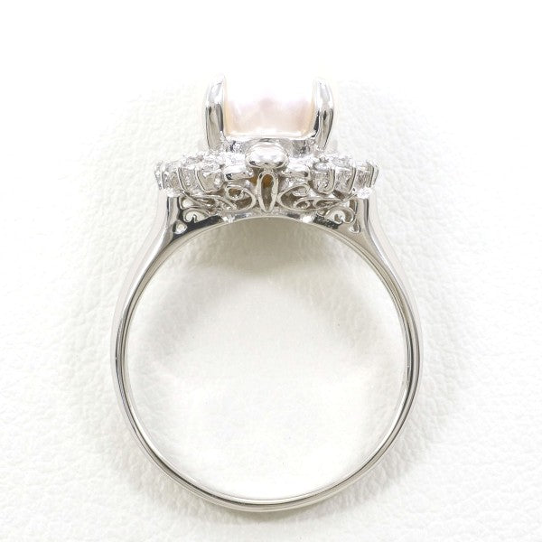 PT900 Platinum Pearl Ring with Diamond