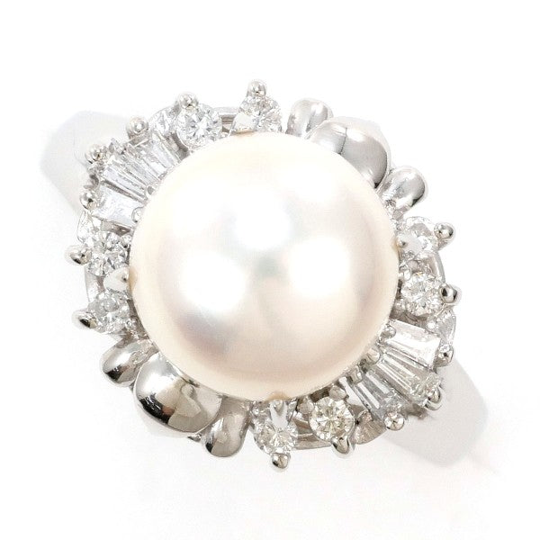 PT900 Platinum Pearl Ring 13.5