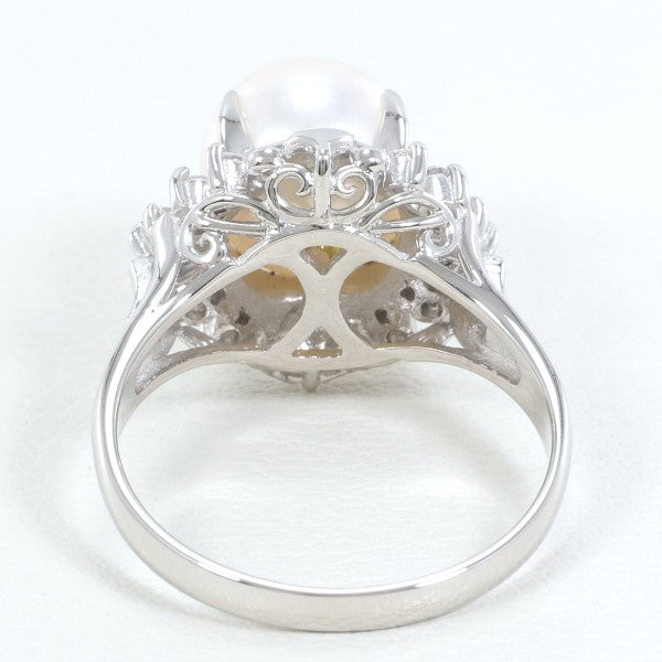 PT900 Platinum Pearl Ring 13.5