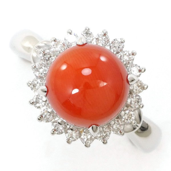 PT900 Platinum Coral Ring with Diamond