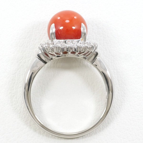 PT900 Platinum Coral Ring with Diamond