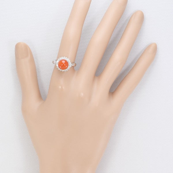 PT900 Platinum Coral Ring with Diamond