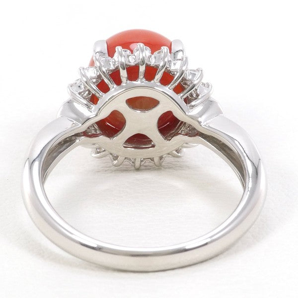 PT900 Platinum Coral Ring with Diamond