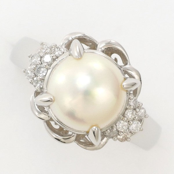 PT900 Platinum Pearl Ring 12.5