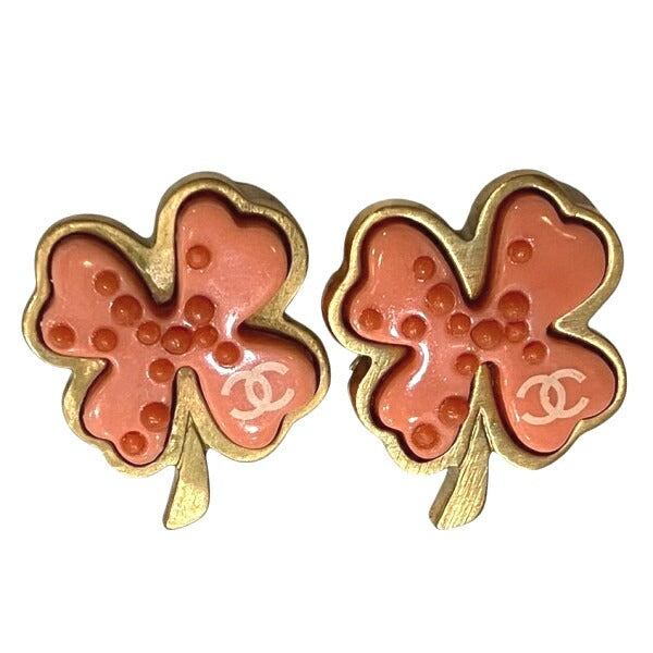 Chanel Clover Earrings Metal Resin