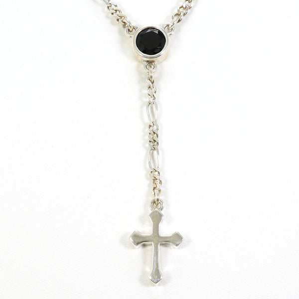 Silver 925 Natural Stone Cross Pendant Necklace