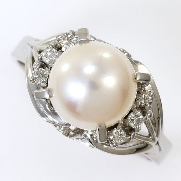 Platinum Akoya Pearl Diamond Ring