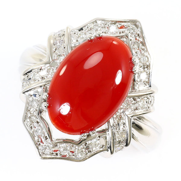Platinum Coral Diamond Ring