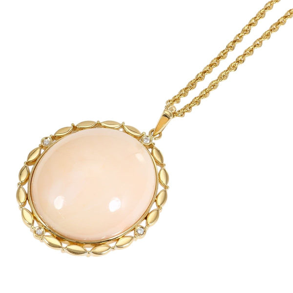 Au750 Yellow Gold Coral Diamond Necklace