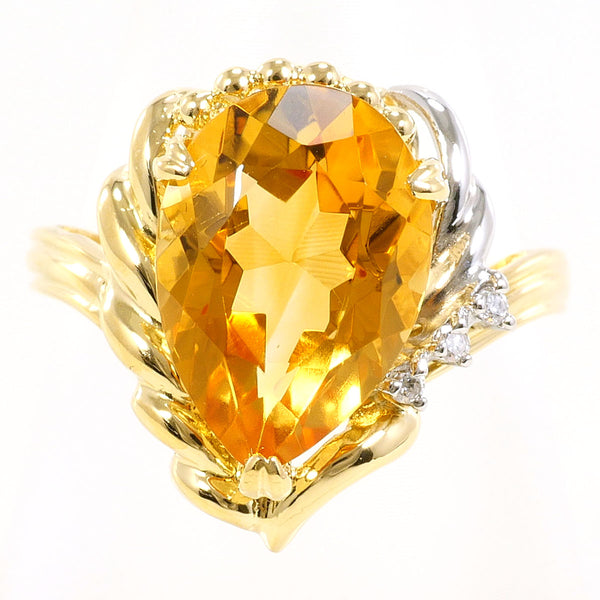 Platinum Au750 Citrine Diamond Ring