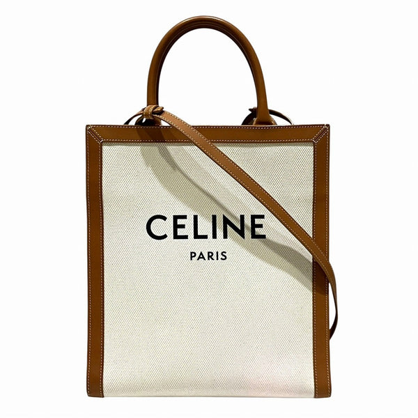 CELINE Vertical Cabas Small Canvas Leather Tote Bag