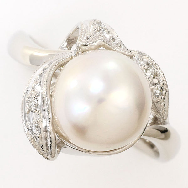 PT900 Platinum Akoya Pearl Diamond Ring