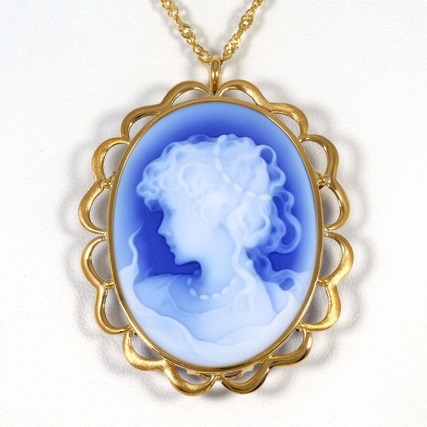 Au750 Engraved Agate 2way Necklace