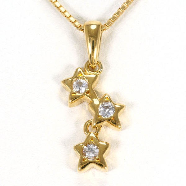 Au750 Yellow Gold White Sapphire Necklace