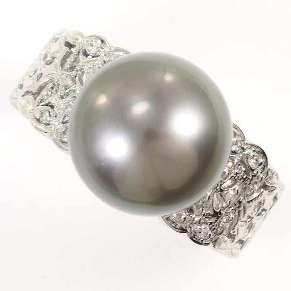 Au750 White Gold Black Pearl Diamond Ring