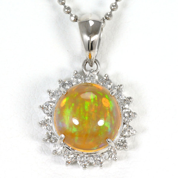 Platinum Fire Opal Diamond Necklace