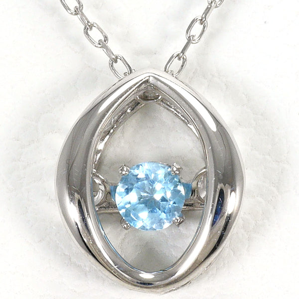 K10 White Gold Blue Topaz Necklace