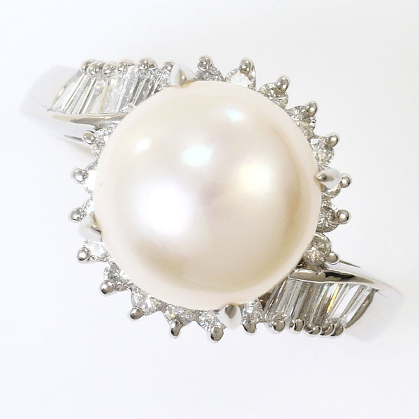 PT900 Platinum Akoya Pearl Diamond Ring