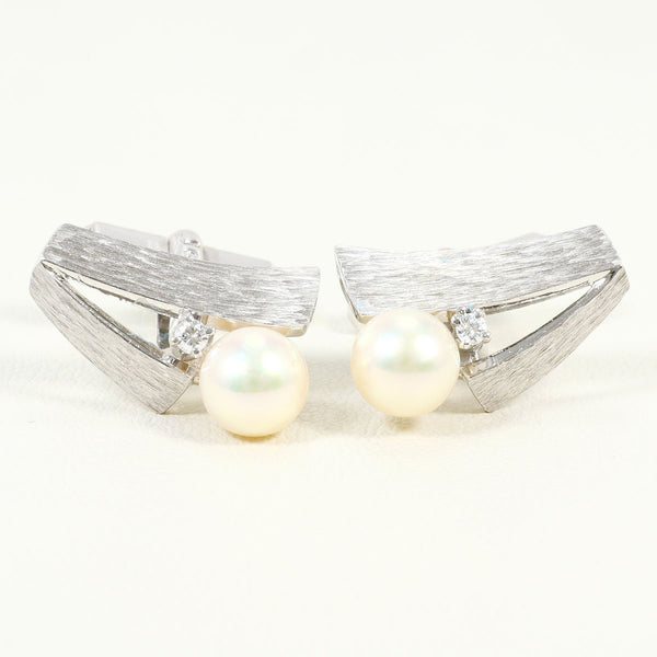TASAKI 14K White Gold Pearl Diamond Cufflinks