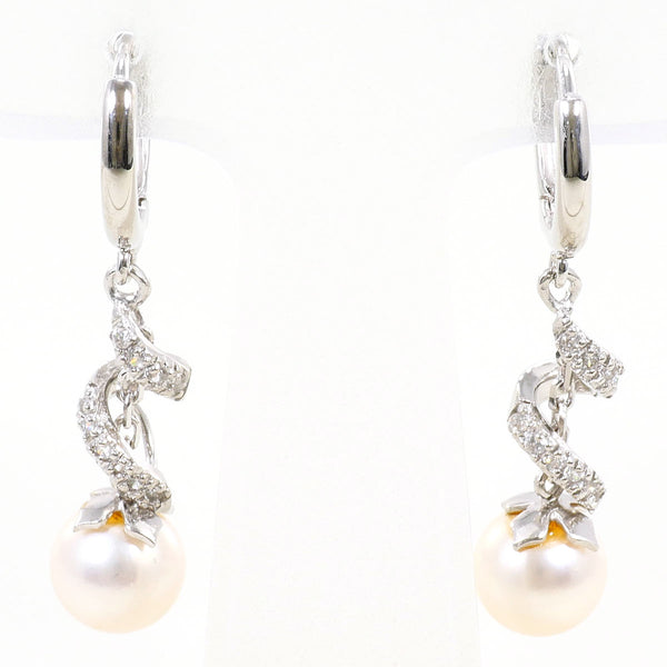 14K White Gold Pearl Zirconia Earrings